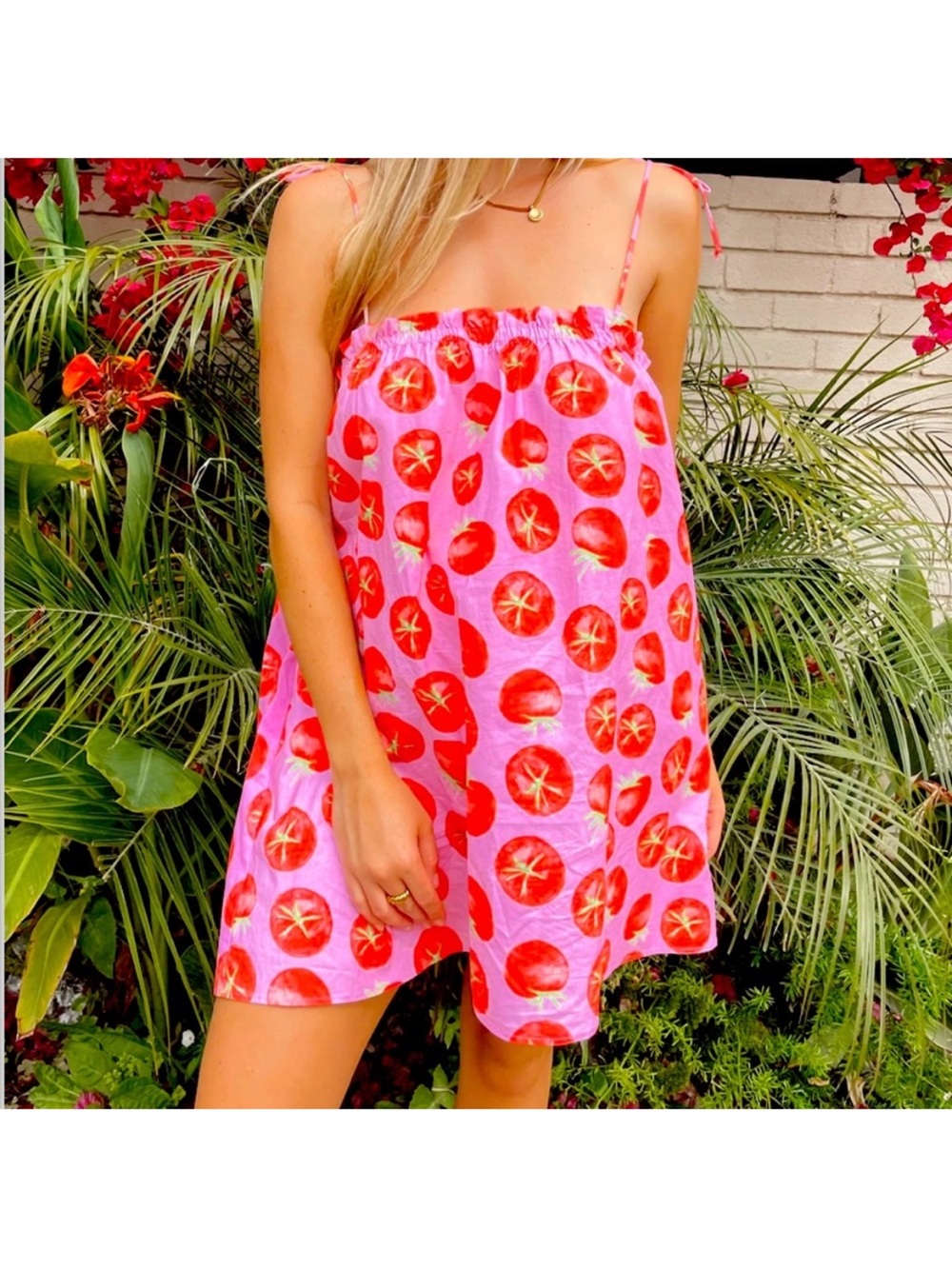 Show me your Mumu - flying Pink Tomato-Print Women's dress